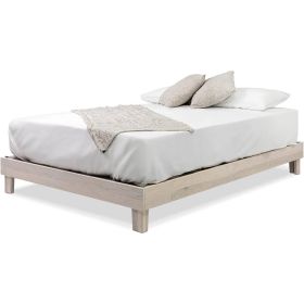 King size Solid Wood Heavy Duty Platform Bed Frame in Off-White - Made In USA