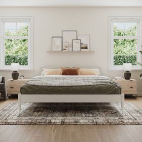King Size Solid Hardwood Victorian Style White Platform Bed