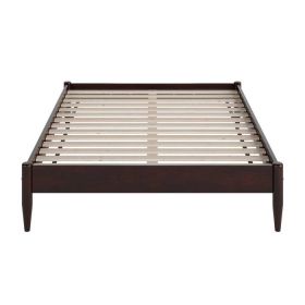 Queen Size Solid Hardwood Victorian Style Espresso Platform Bed
