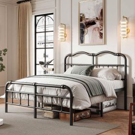 Queen Size Industrial Vintage Heavy Duty Steel Slat Bed Frame