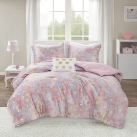 Metallic Printed Comforter Set with Throw Pillow Full/Queen