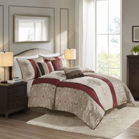 King 7 Piece Jacquard Comforter Set with Throw Pillows