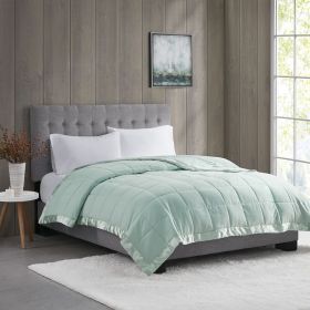 Lightweight Down Alternative Blanket with Satin Trim Seafoam King