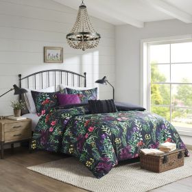 5 Piece Comforter Set Black King/Cal King