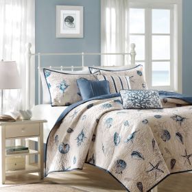 Brushed Quilt Set with Throw Pillows Blue Twin/Twin XL