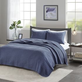 3 Piece Quilt Set Navy Full/Queen