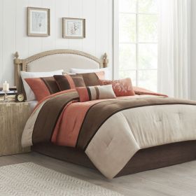 7 Piece Faux Suede Comforter Set Coral Queen