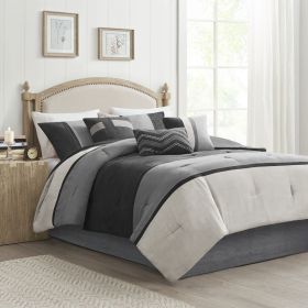 7 Piece Faux Suede Comforter Set Black Cal King