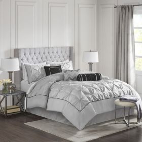 7 Piece Tufted Comforter Set Grey King
