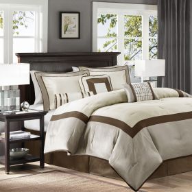 7 Piece Comforter Set Taupe/Brown Queen