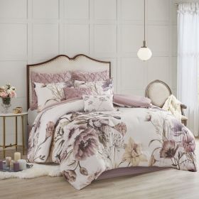 8 Piece Cotton Printed Comforter Set Blush King