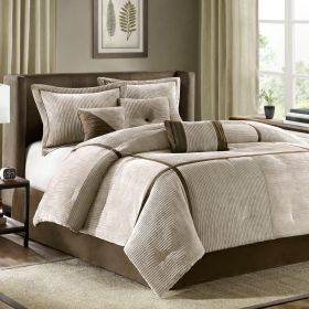 7 Piece Micro Corduroy Comforter Set Taupe King