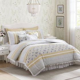 9 Piece Cotton Percale Comforter Set Yellow Queen