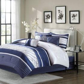 7 Piece Comforter Set Navy King