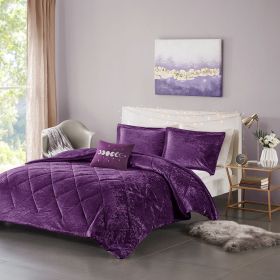 Twin/Twin XL Velvet Comforter Set with Throw Pillow (Color: as Pic)